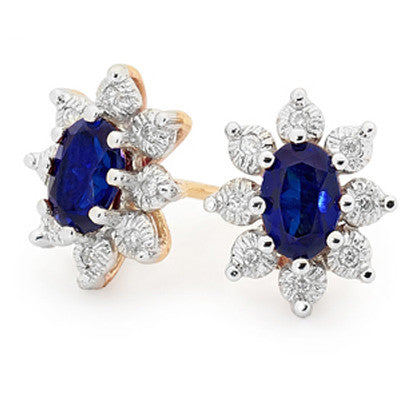 Bee 9ct Yg Sapphire & Diamond Earring