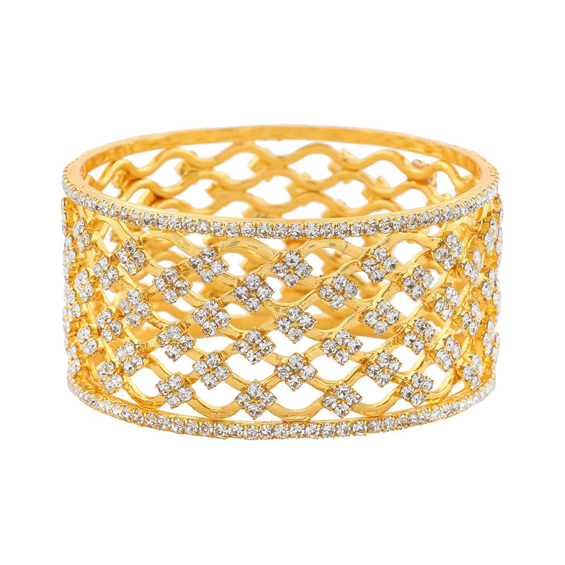 Estele Gold Plated Scintillating Bangle with Glowing Crystals for Wome