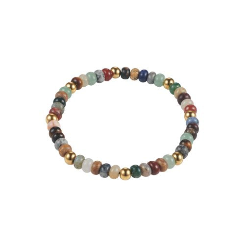 Cudworth 6mm Stone Beaded Gold Stainless Steel Bracelet