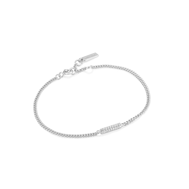 Ania Haie  Glam Silver Cz Bar 16.5+2cm Bracelet