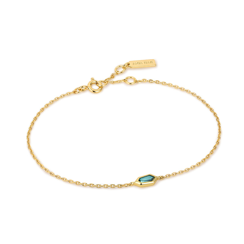 Ania Haie  Dawn Gold Green Cz Chain 16.5+2cm Bracelet