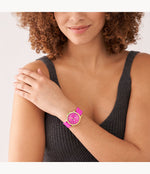Fossil FB-01 Three-Hand Date Pink Silicone Watch