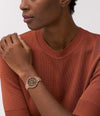 Fossil Jacqueline Three-Hand Date Rose Gold-Tone Stainless Steel Mesh Watch