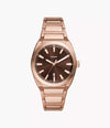 Fossil Everett Three-Hand Date Rose Gold-Tone Stainless Steel Watch
