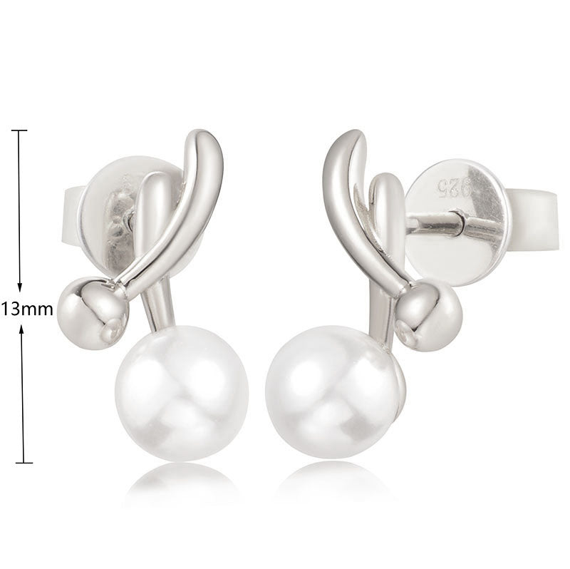 J&T White Shell Pearl 5mm Rhodium Plated Earring