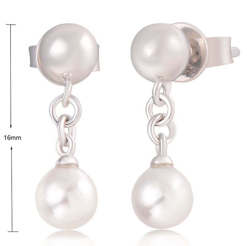 J&T White Pearl 5mm Rhodium Plated Earring