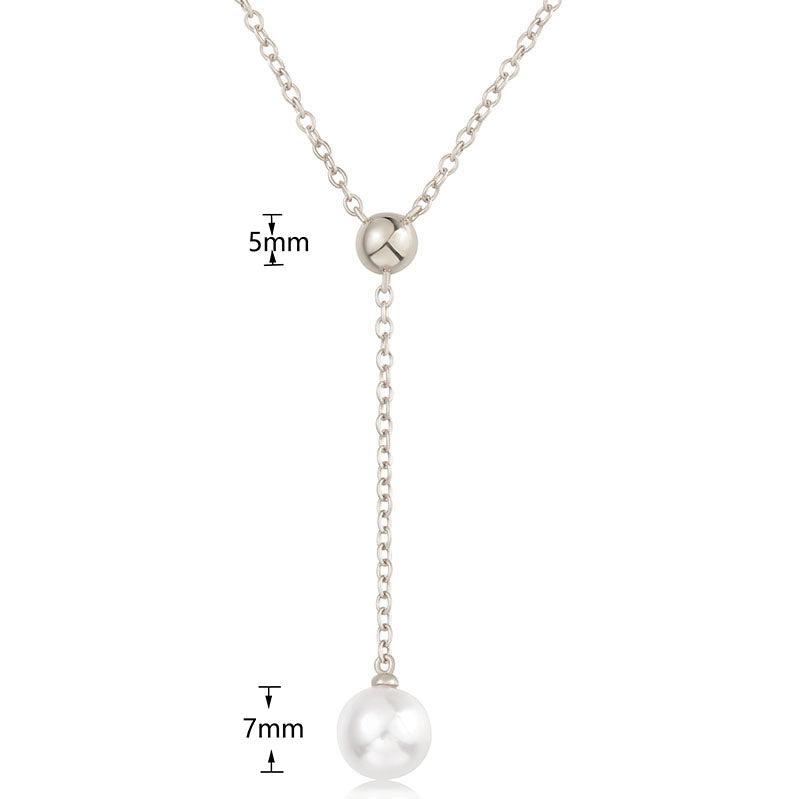 J&T White Pearl 7mm Rhodium Plated 45cm Necklace