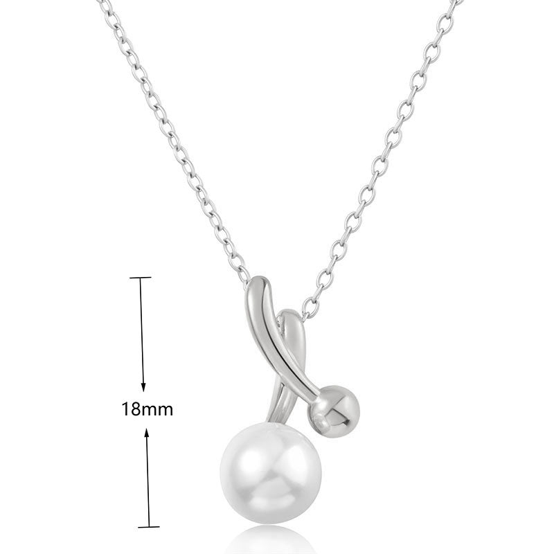 J&T White Shell Pearl 7mm Rhodium Plated 45cm Necklace
