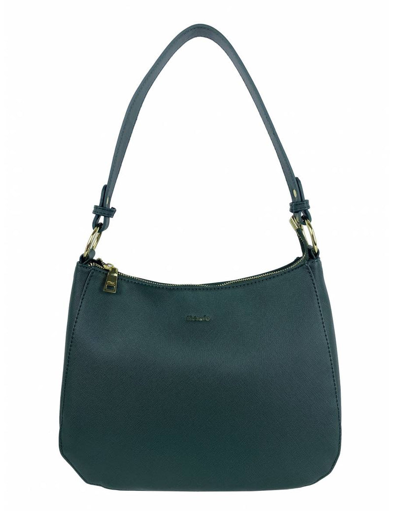 Mel & Co Saffiano-Effect Curve Top Single Handle Shoulder Bag