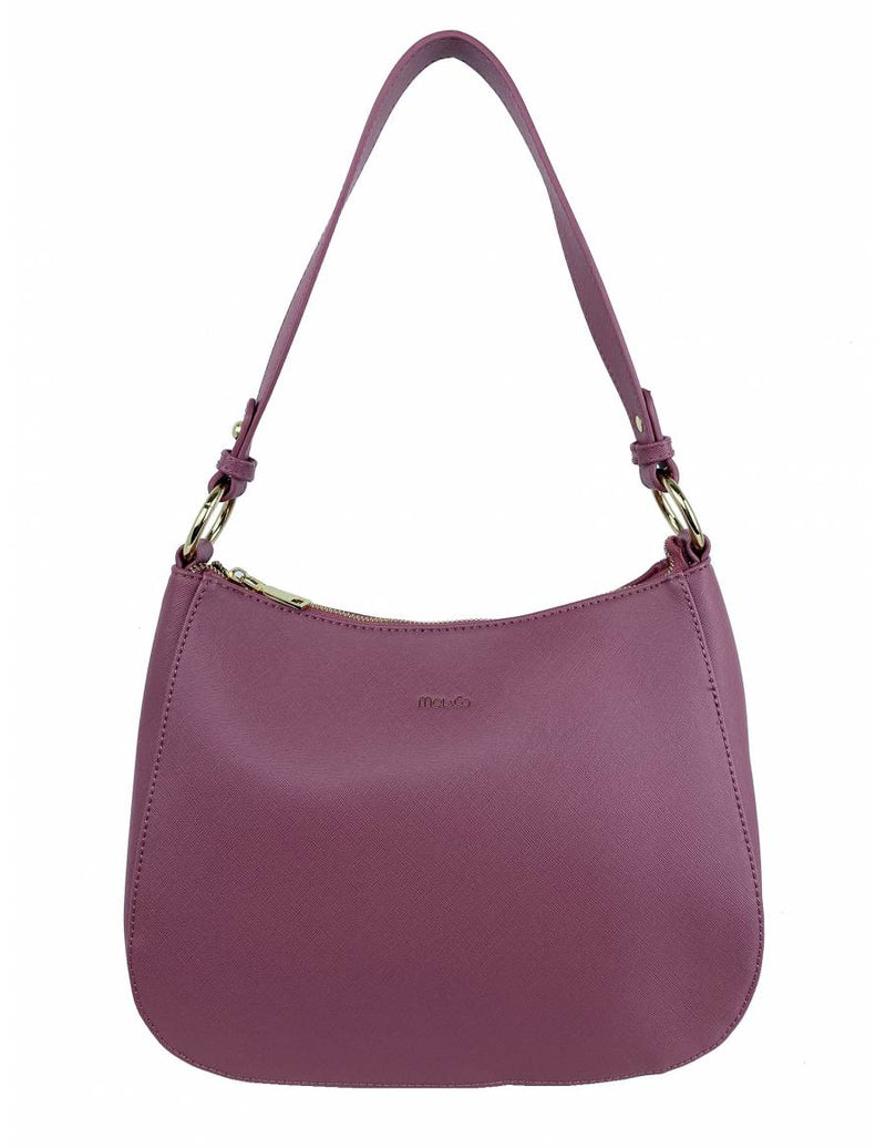 Mel & Co Saffiano-Effect Curve Top Single Handle Shoulder Bag