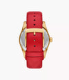 MK Lexington Three-Hand Red Leather Watch