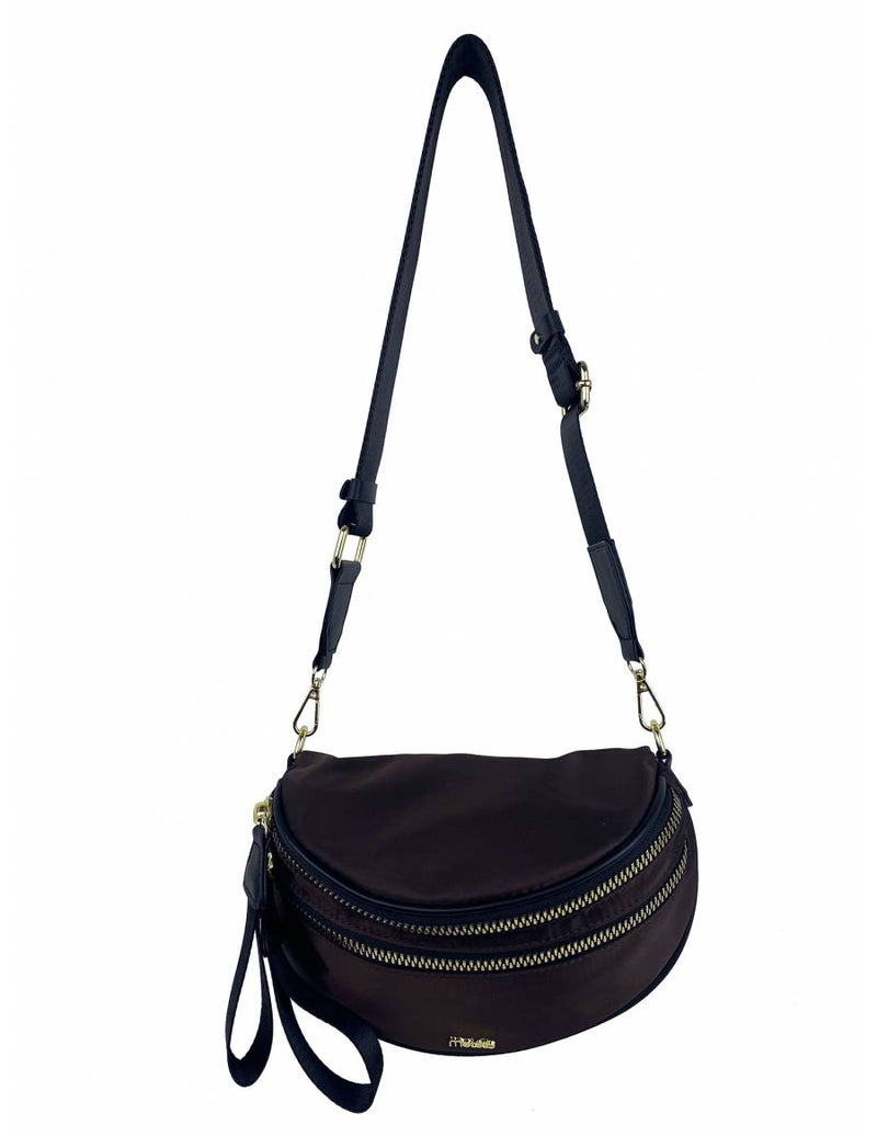 Mel & Co Nylon Bum Sling Bag With Oversize Zipper