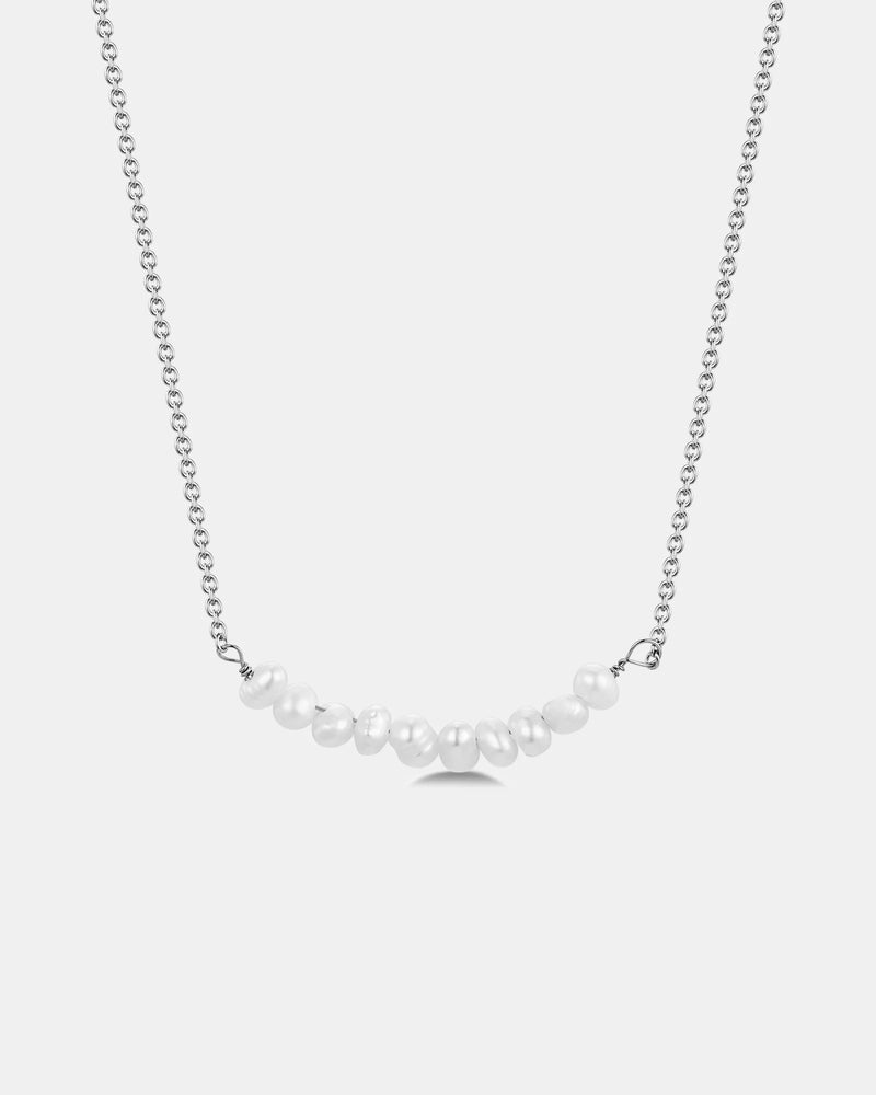 Mestige Cruz Baroque Pearl Silver Necklace
