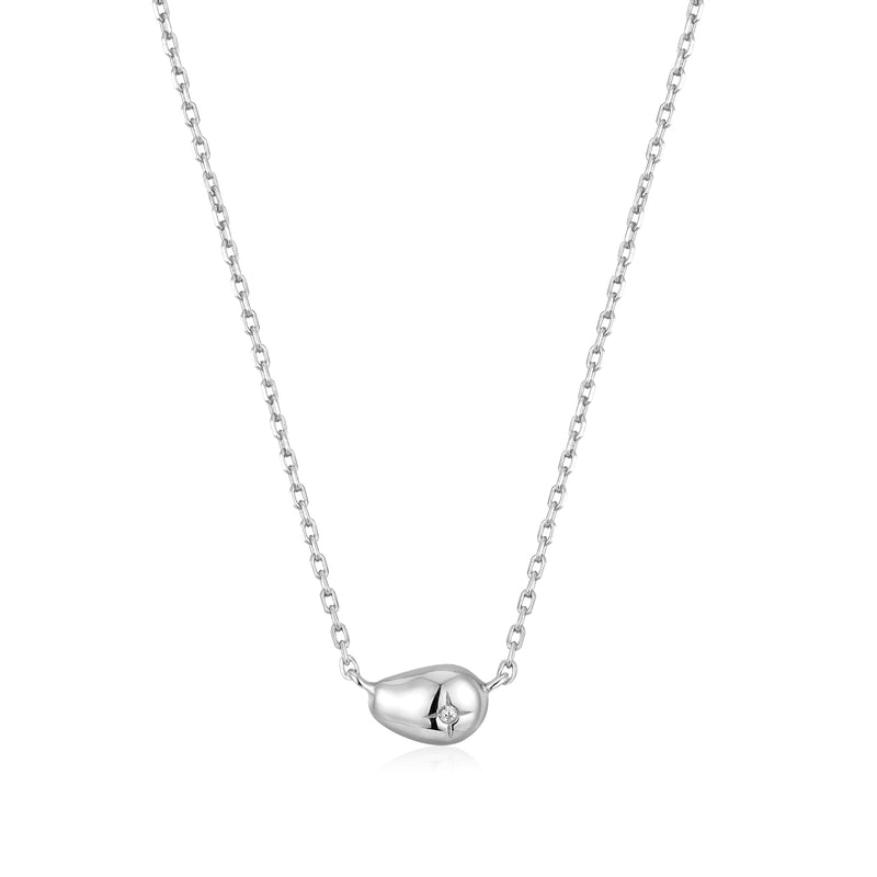 Ania Haie Pearl Power Silverr Cz Pebble 38+5cm Necklace