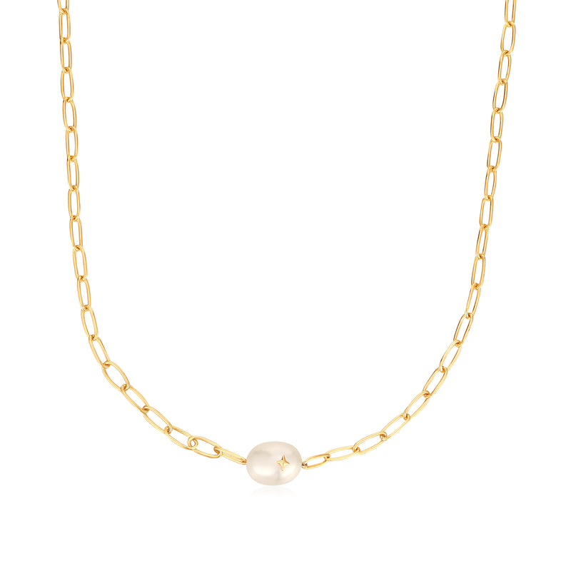 Ania Haie Pearl Power Gold Chunky Chain 40+5cm Necklace