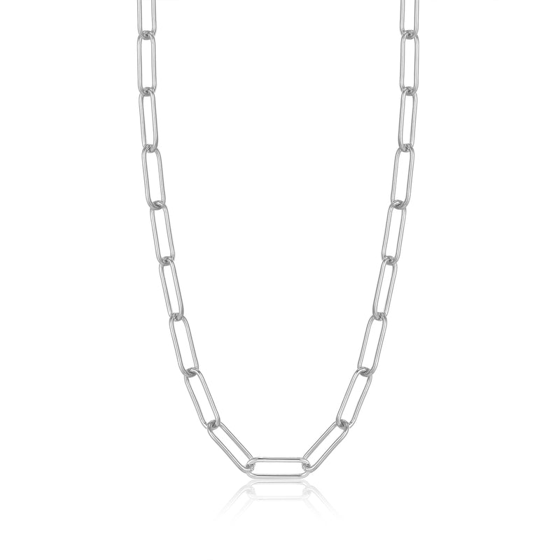 Ania Haie Link Up Silver Paperclip Chunk 40+5cm Necklace