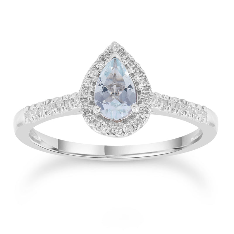 Nirvana DGA 9ct W/G GLD 0.15CT HI I1 Aquamarine Diamond Ring