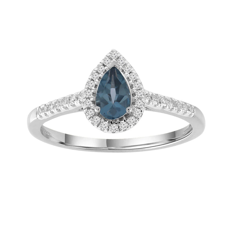 Nirvana DGA 9ct W/G GLD 0.15CT HI I1 Blue Topaz Diamond Ring