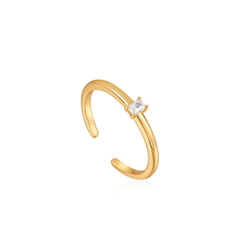 Ania Haie Glam Gold/Cz Adjustable Ring