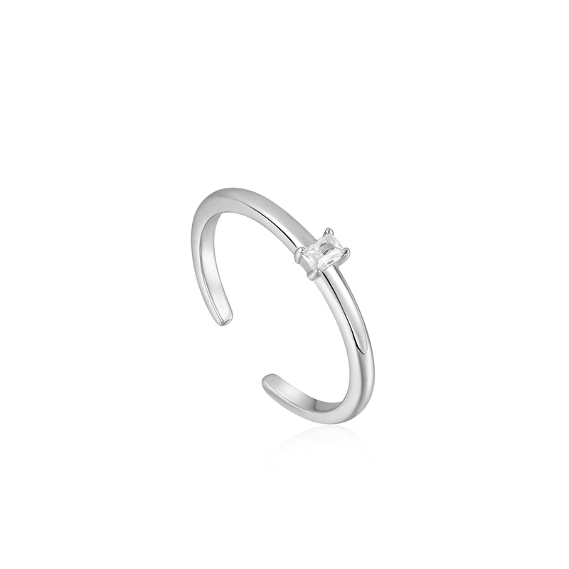 Ania Haie Glam Silver/Cz Adjustable Ring