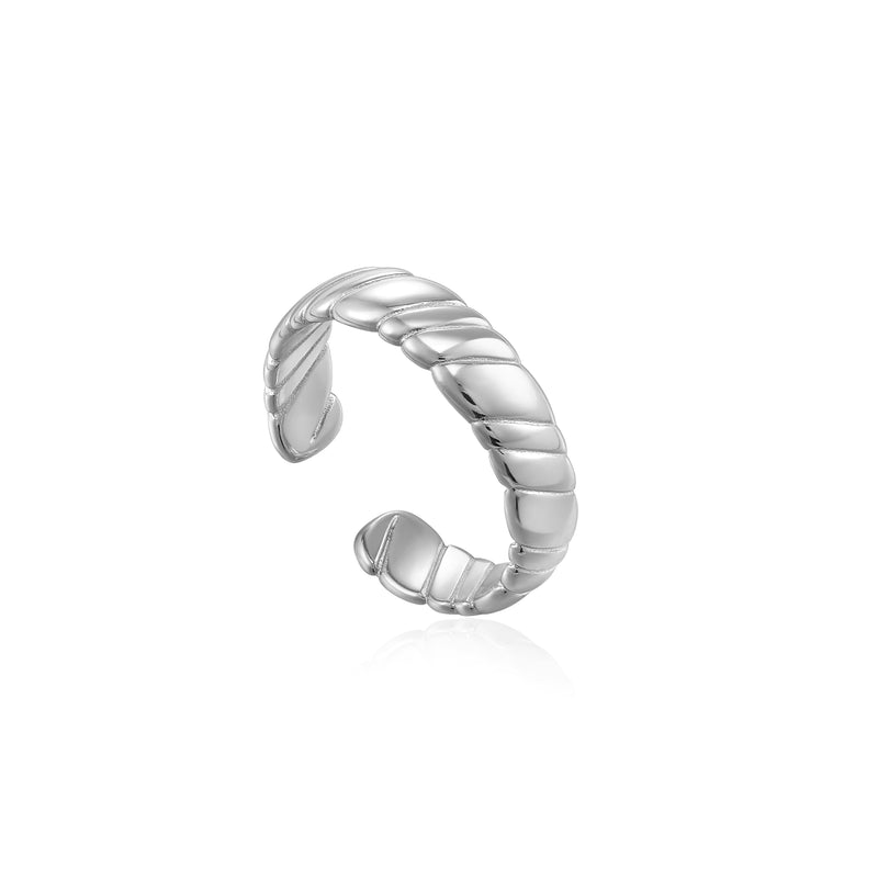 Ania Haie Smooth Twist Wide Silverver Adjust Ring