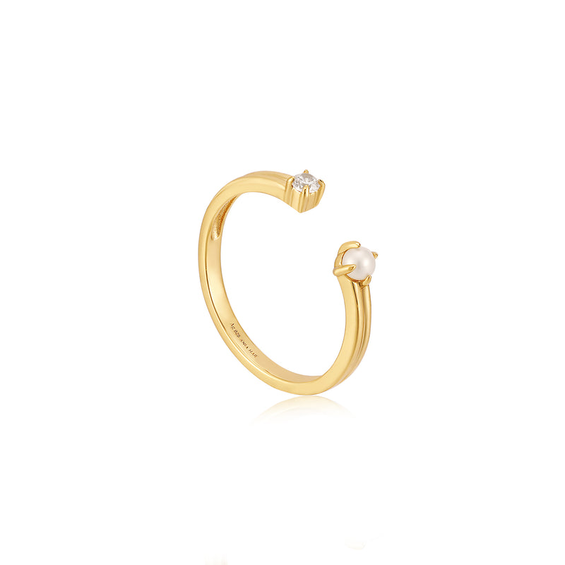 Ania Haie Pearl Power Gold Sparkle Adjust Ring