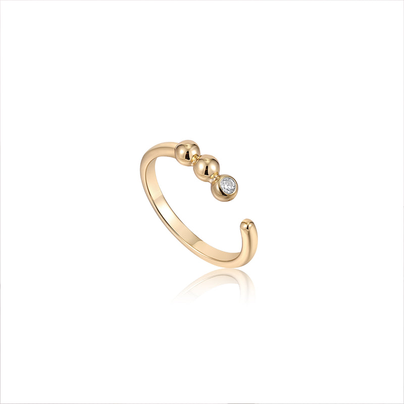 Ania Haie Spaced Gold Cz Orb Sparkle Adjustable Ring