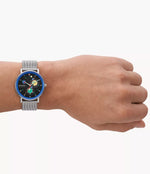 Skagen Signatur Limited Edition Hook Hands Multifunction Silver Stainless Steel Mesh Watch.