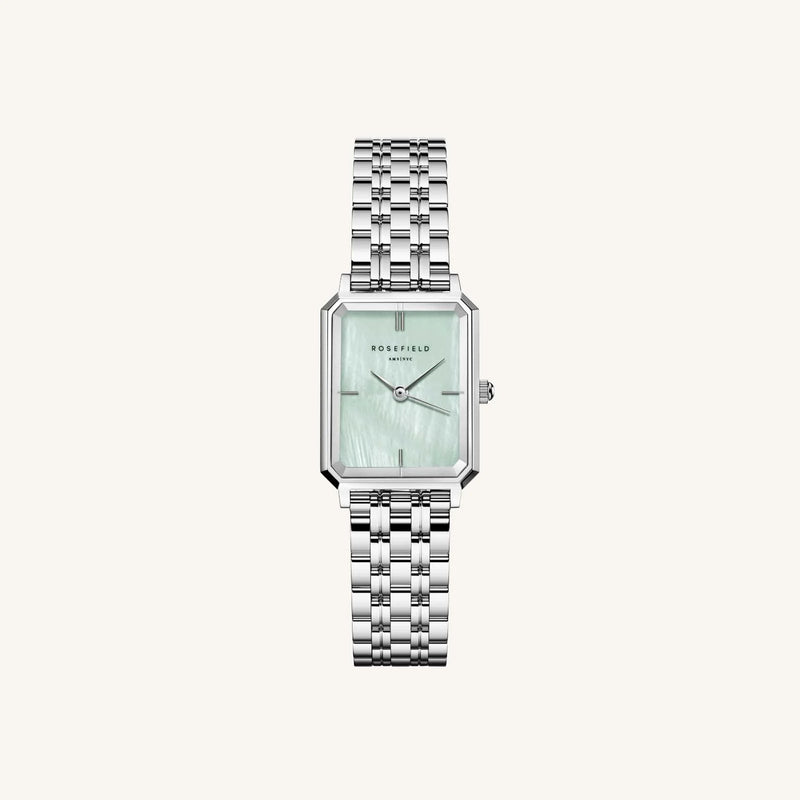 Rosefield Octagon XS Mint Green Silver Watch