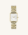 Rosefield Mini Boxy Silver Dial Gold Watch