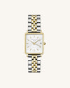 Rosefield Mini Boxy Silver Dial Two Tone Watch