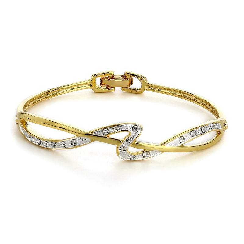 Estele Gold Plated White Crystal Stone Bangle Bracelet Prouds Fiji