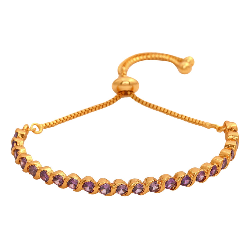 Estele Candy Bracelet with purple American Diamonds Bracelet for women  ( adjustable)