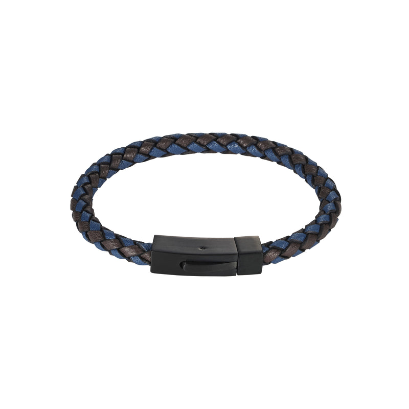 Cudworth  Hardware  BlackBlue Italian Leather/Black I   S-Steel Bracelet