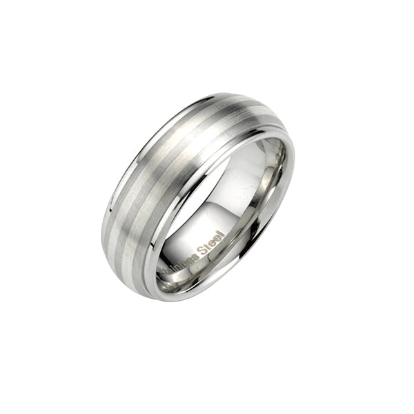 Cudworth S-Steel/Silver Inlay Ring