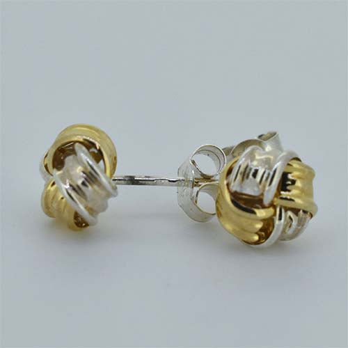 W&D 9Ct Stg&9Ct Yellow Gold Knot Earring