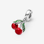 Pandora STG Cherry Dangle Green Red Charm