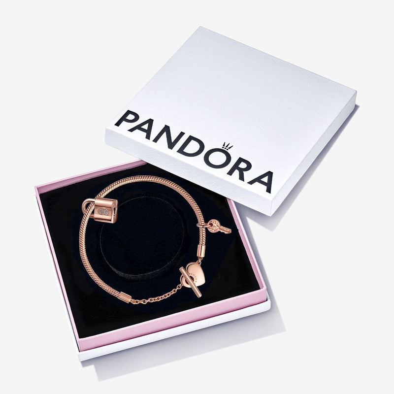 Pandora 14k Rose gold-plated Bracelet and Lock Gift Set – Prouds Fiji