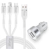 iGear Charger Auto W/Cable 3in1 2USB H/D Whi IG1686