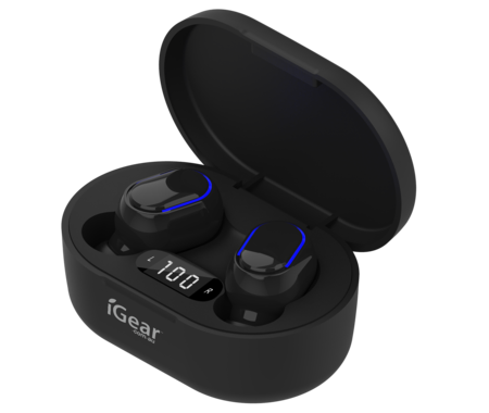 iGear Earbuds Wireless with Smart Chge Case Black