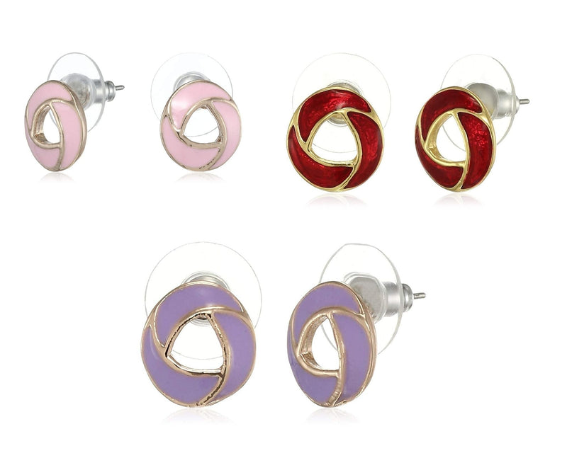 Estele  Earrings For Gift Stud Earrings n(VOILET,PINK&RED)