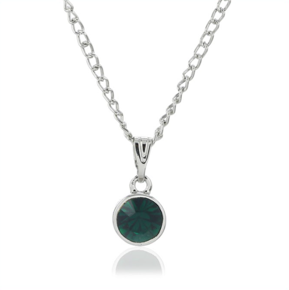 Estele Emerald Austrian Stones Birthstone Pendant Necklace For Women