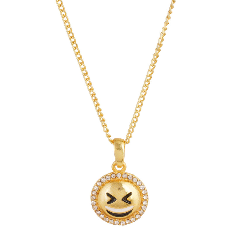 Estele  GOLD plated Grinning Squinting Face Emoji Pendant For Girls