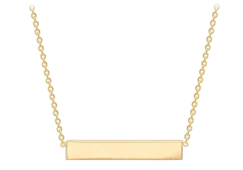 Nirvana 9Ct Yellow Gold 22mm x 3mm Horizontal-Bar Adjustable Necklace 41cm-43cm