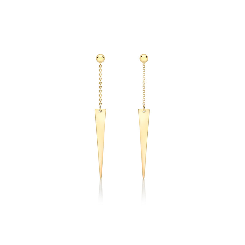 Nirvana 9Ct Yellow Gold 4mm x 41mm Triangle and Trace Chain Drop Earrings