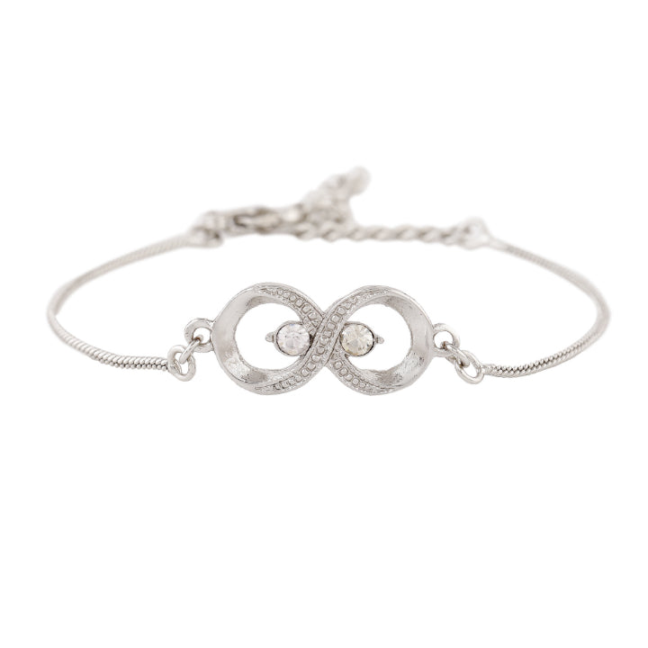 Estele Rodium Plated Eternal Knot Bracelet With Austrian Crystals For Men & Women
