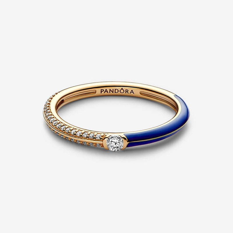 Pandora ME 14k gold-plated ring with blue enamel