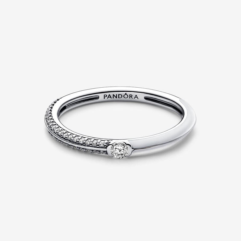 Pandora ME Pavé Sterling silver ring with white enamel