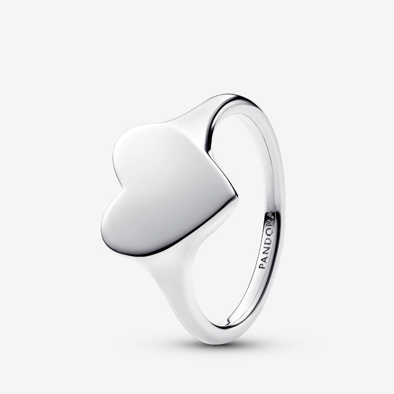 Engravable heart sterling silver ring