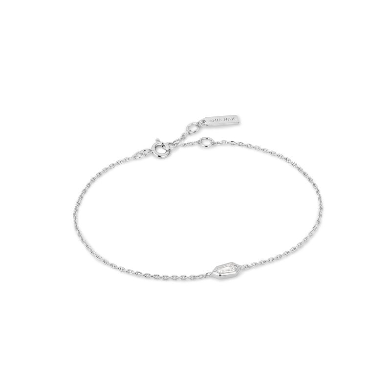 Ania Haie Dawn Silver Cz Emblm Chain 16.5+2cm Bracelet